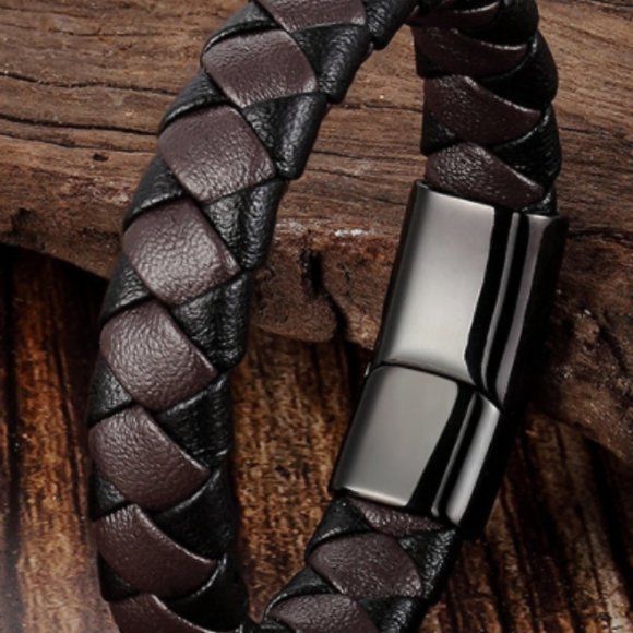 2/$35 💗 Real Leather Bracelet Silver & Black - Picture 8 of 16